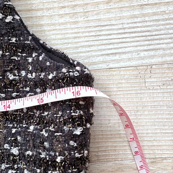 Boston Proper Tweed Jewel Sleeveless Shift‎ Dress | Black/Gold 6 - Picture 8 of 11